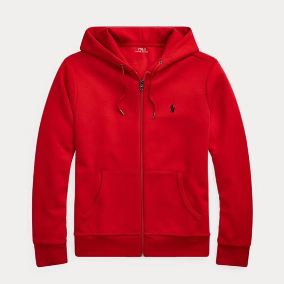 POLO RALPH LAUREN Men's Double-Knit Full Zip Hoodie Size L In Red - Picture 1 of 8